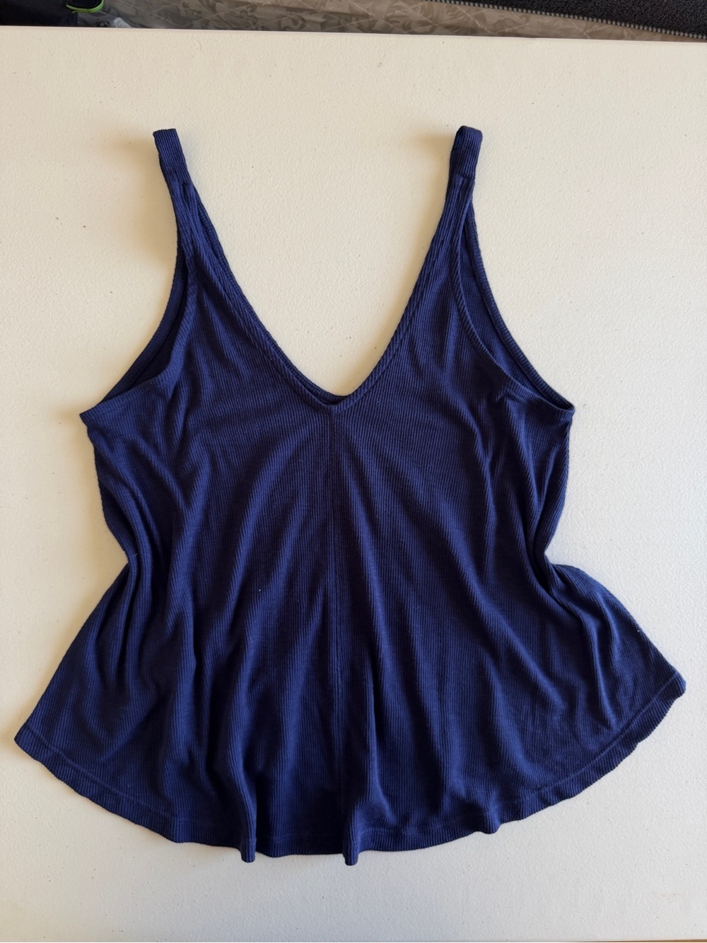 Intimately Free People Ribbed Deep V-Neck Tank Top Navy Blue s/p